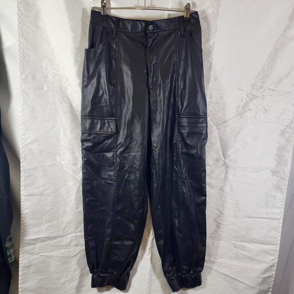 Gothicore Madden NYC Black Faux Leather Cargo Jogger Pants